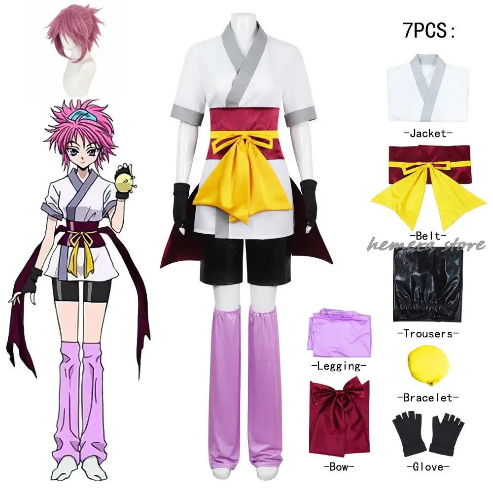 

Anime Hunter X Hunter Machi Komacine Cosplay Costume Pink Wig Phantom Troupe Halloween Carnival Suit for Women Role Play