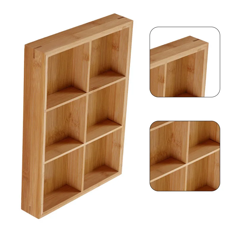 ZK20 Divided Wooden Tray Multi Compartments Serving Tray for Hot Pot Restaurants Sushi Plate 6 Compartments