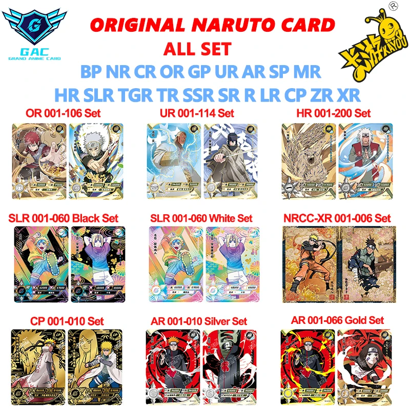 Kayou Naruto Anime Rare Card Full Series BP NR CR MR SP GP UR ODER AR CP LR HR SLR ZR BR TR SSR SR R Komplettset Sammelkarte