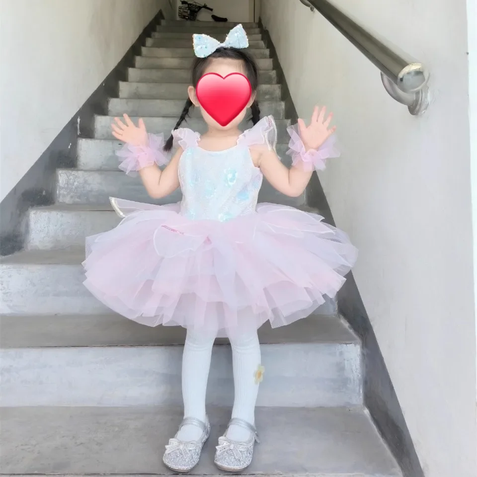 فستان رقص يوم الأطفال فتاة الباليه هدية عيد ميلاد الترتر الباليه الاطفال ملابس فساتين الأميرة الصيفية الفتيات الزي