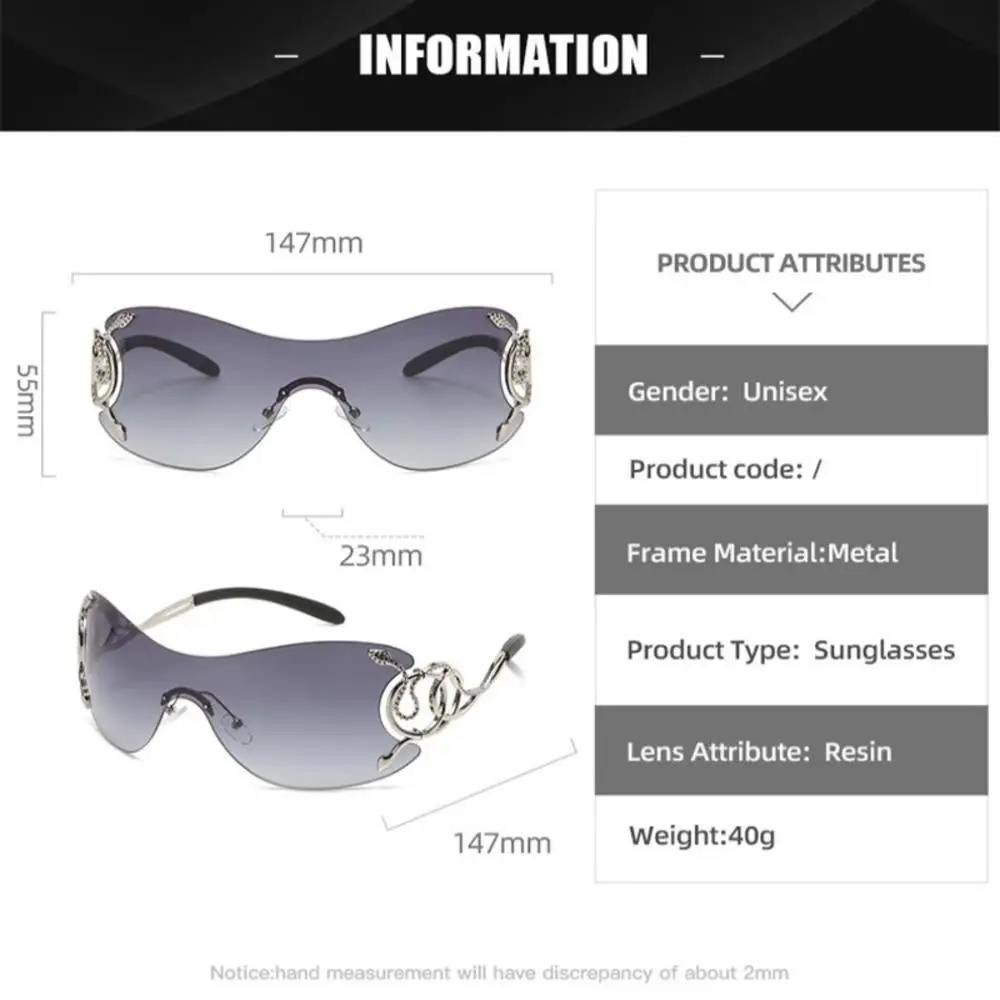 2023 New Y2K Fashion Punk Rimless Goggle Sunglasses Women Sexy Snake Sun Glasses Female Mirror Shades Outdoor Oculos De Sol