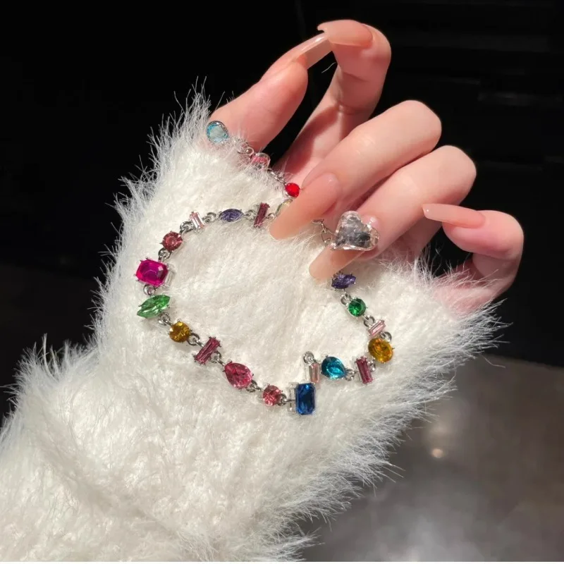 

Candy Colored Crystal Zircon Bracelets Women Girls Cute Sweet Bracelets Fashion Simple Elegant Bracelets Exquisite Jewelry Gifts