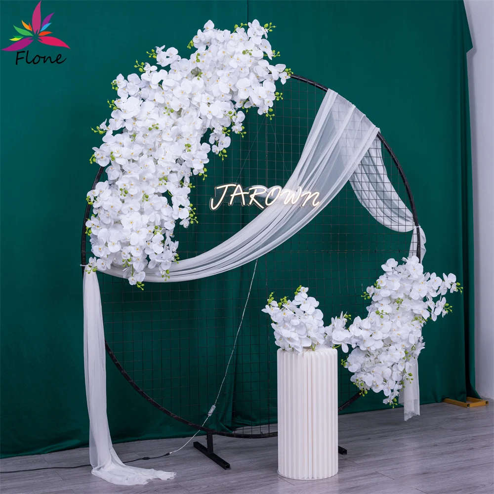

1.5m White Butterfly Orchid Flower Arrangement Wedding Backdrop Decoration Artificial Hydrangea Floral Row Event Party Decor
