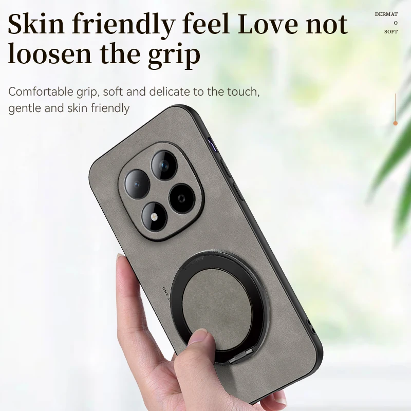 Premium Sheepskin Leather 360° Rotating Phone Holder Case