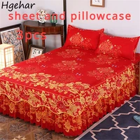 Bed Skirts and Pillowcase Household Modern Bedding Luxury Sheet Set Breathable Comfortable Korean Protective Non-slip Bedspread 1