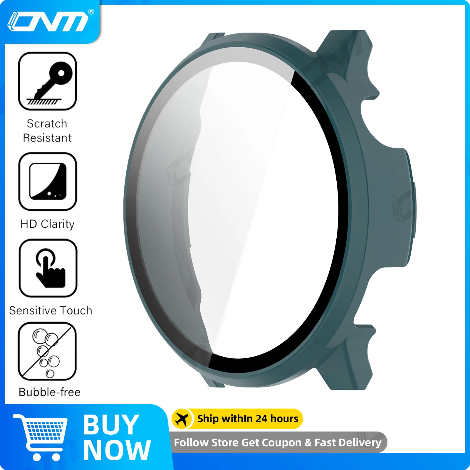 Premium Glass Screen Protector & Hard PC Bumper Case - Anti-Scratch Protection for Smartwatch Accessories