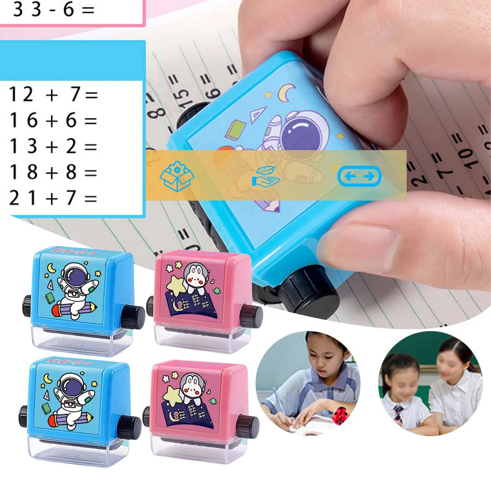 

4-Pack Two-in-One Addition and Subtraction Practice Rolling Stamps for Children