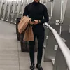 Fashion Men's Casual Slim Fit Basic Turtleneck High Collar Pullover Male Autumn Spring Thin Tops Basic Bottoming Plain T-shirt 4