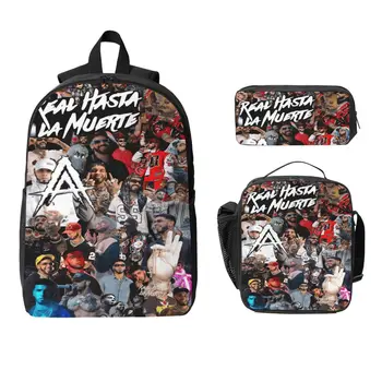 3Pcs Anuel AA Rapper Singer School bags Set for Children Pen Bags Backpack Sets with Lunch Box For School Students Daypack 1