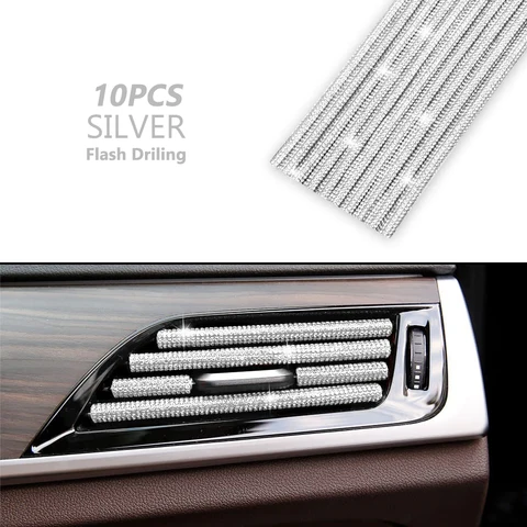 Universal Car Air Outlet Decorative Strip Car-styling Diamond Interior Moulding Air Vent Trim Conditioner Grille Sticker