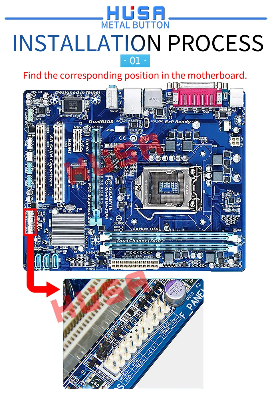 12/16/19/22 mm PC-LED-Computer-Host-Netzschalter, Metall-Druckknopfschalter zum Selbstaufbau mit 60 cm Kabel, Motherboard-Kabel, Weiß/Blau/Gelb/Rot – Detail 6