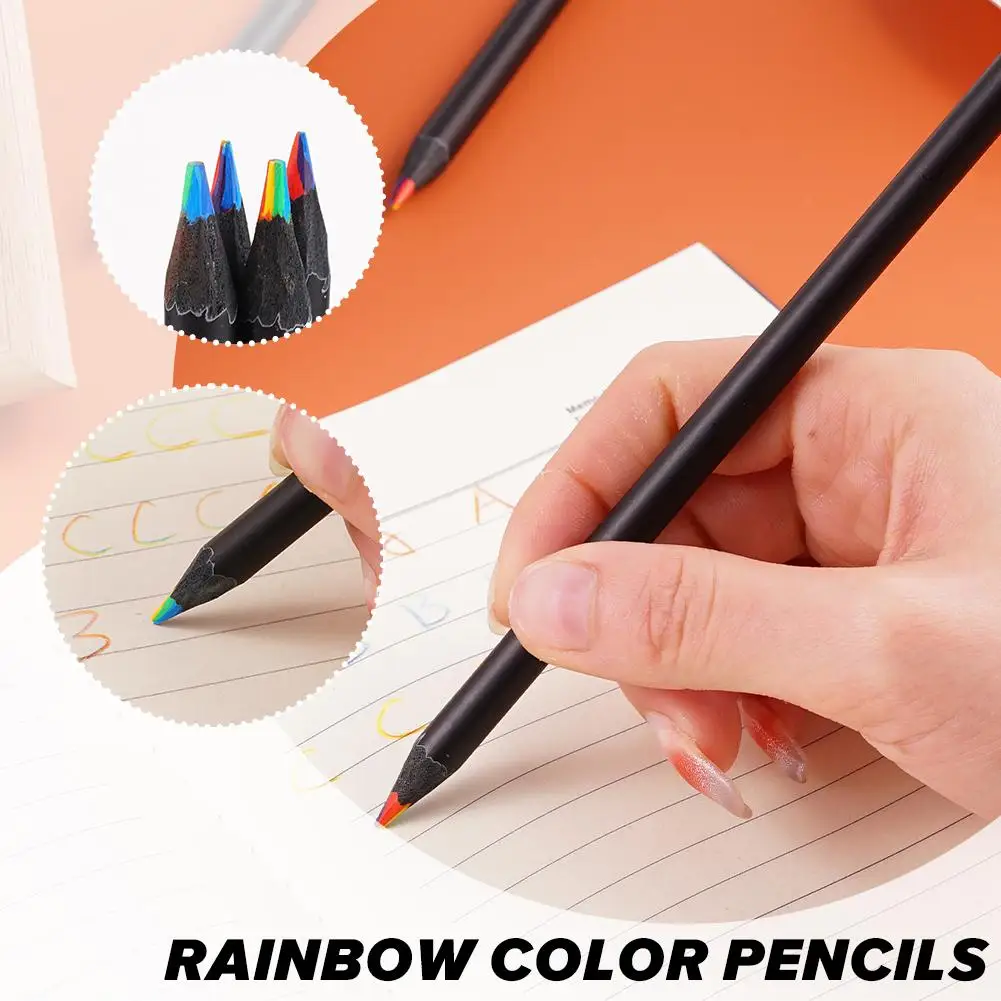 Crayons arc-en-ciel kawaii, 7 couleurs, 12 pièces/ensemble, nickel é  concentrique, cadeau pour enfants, crayons de couleur, art peinture dessin  - AliExpress