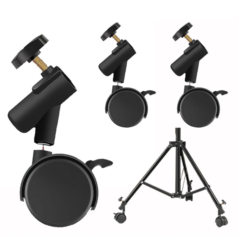 Set of 3Pcs Universal Wheel Casters with Brake Photography Light Stand Pulley for Photographers and Videographers