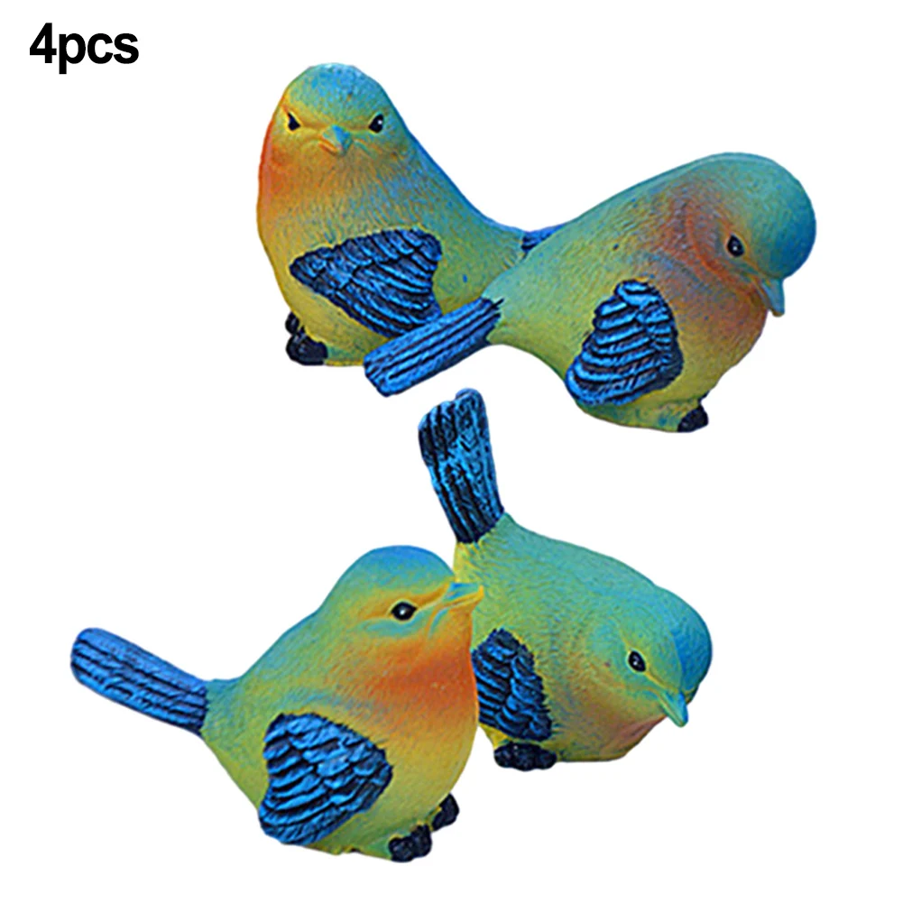 

4pcs/set Resin Bird Outdoor Garden Yard Lawn Artifical Fake Birds Statues Decoration Home Desktop Ornaments New Year Party Gifts