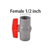1/2"~2" Thread Inside Diameter 20/25/32/40/50mmPVC Ball Valve Connector Water Supply Pipe Fittings Equal Connectors Plastic 5