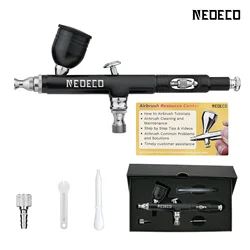 Deluxe Dual-Action Gravity Airbrush Kit with Multiple Nozzle Sets for Versatile Artistic Applications (NCT-SJ33B-S2)