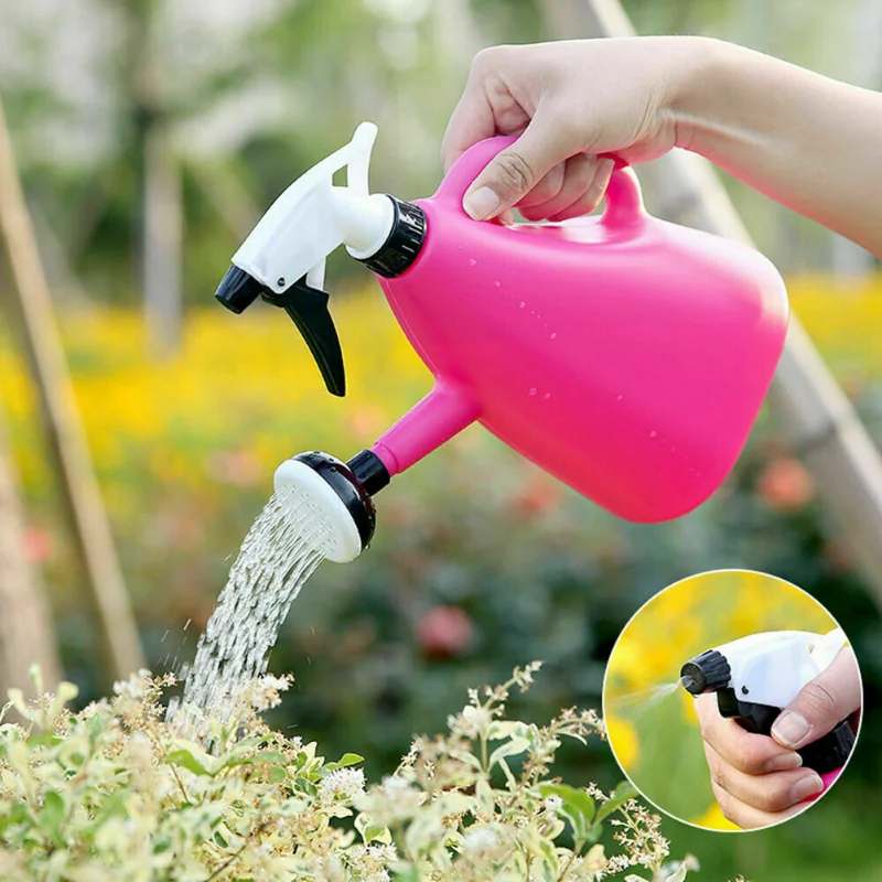 2 In 1 Plastic Watering Can Indoor Garden Plants Pressure Spray Water Kettle Adjustable Sprayer 1L watering can