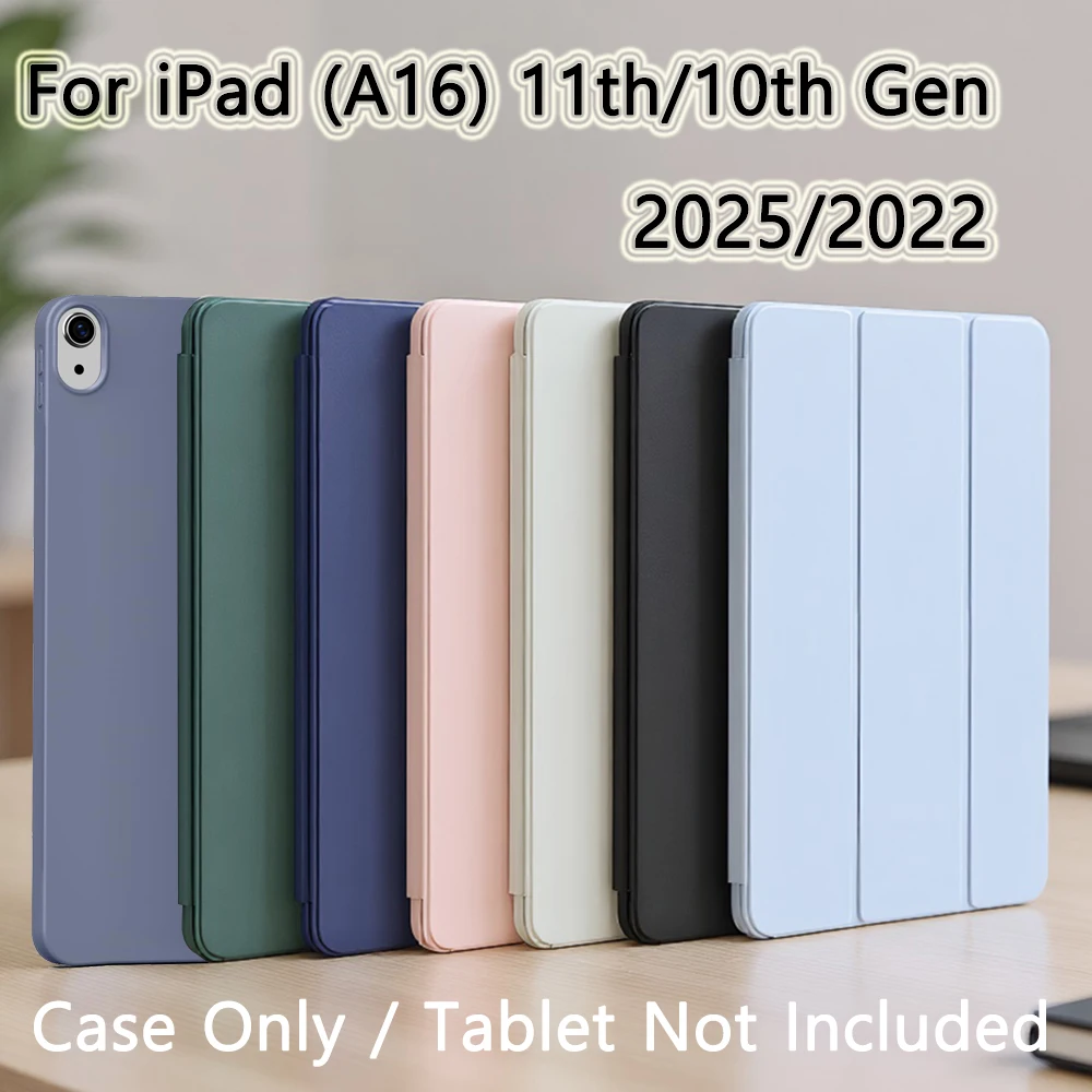 Tri-Fold Stand Flip Cover with Auto Wake & Sleep - Soft TPU Silicone Back Shell