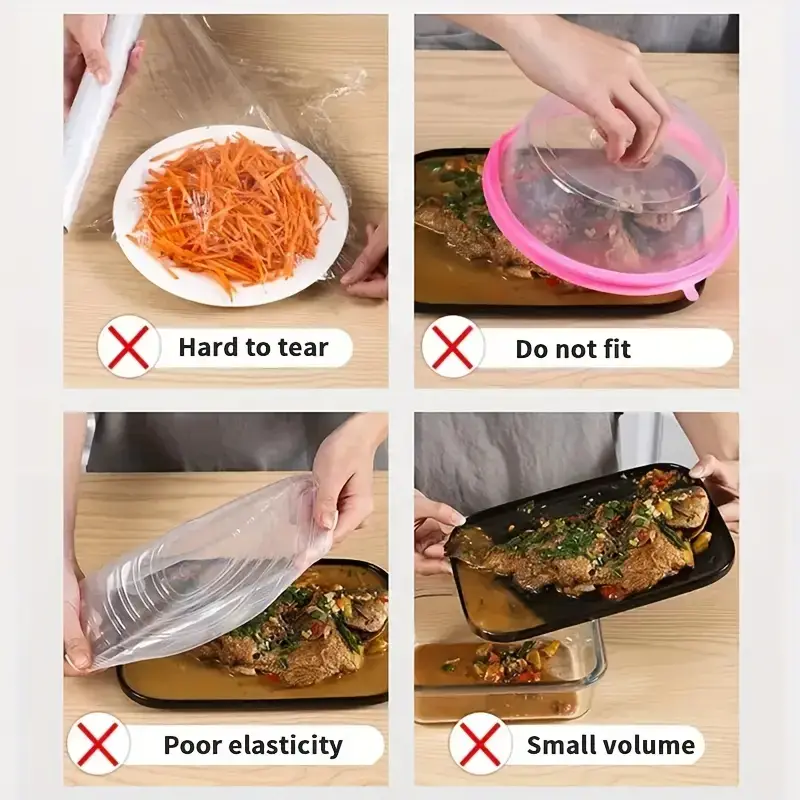 100pcs Disposable Food Cover Saran Wrap Bowel Cover Food Grade Fresh-keeping Plastic Bag Kitchen Storage Accessories - Image 4