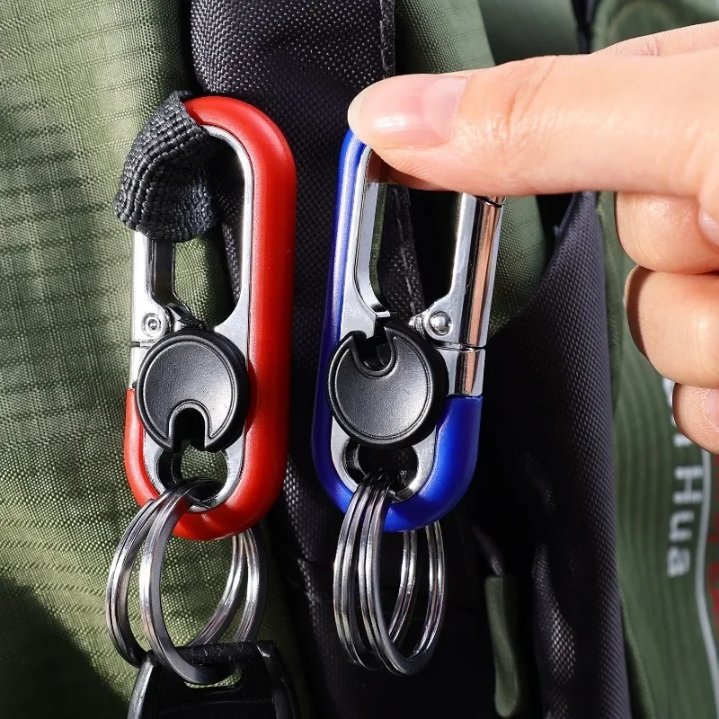 Sleek Double Ring Metal Keychain for Men – Stylish Key Holder & Gift
