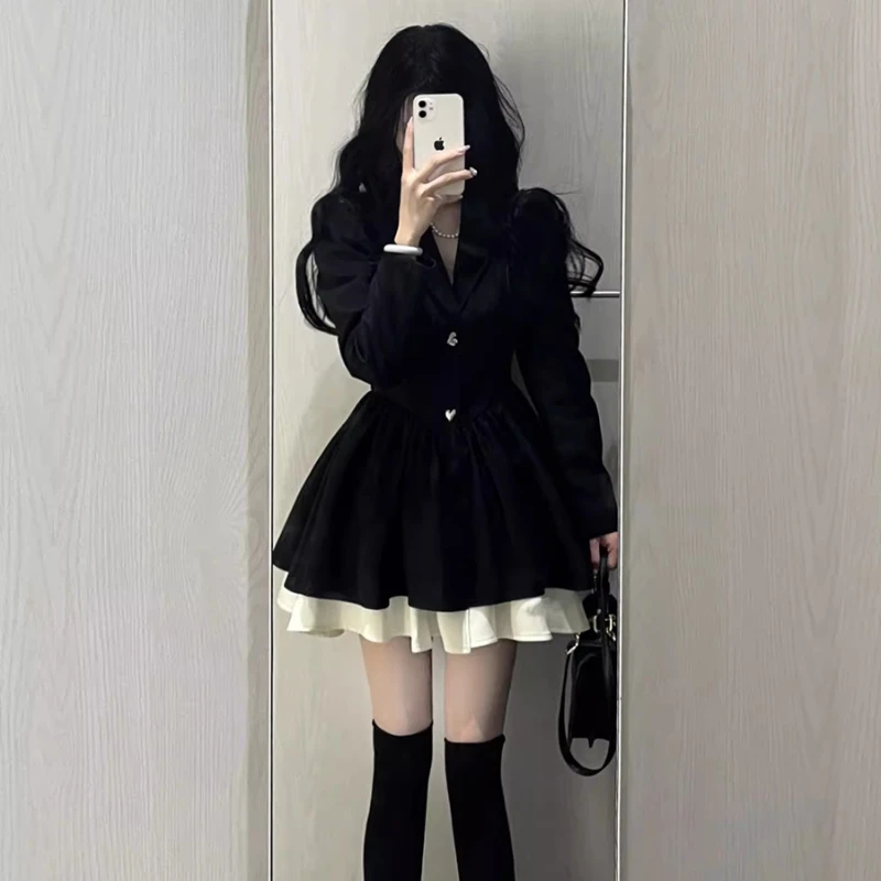 

Autumn New Arrival Women's Dresses Long Sleeve High Waist V-neck Slimming Dresses Female French Style Sweet Ball Gown Dresses