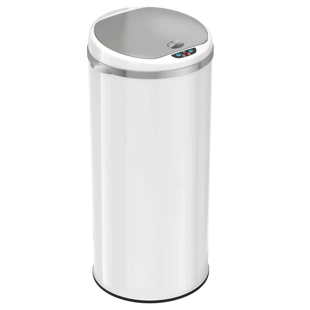 

Dustbin 13 Gallon Litter Bins Pearl White Automatic Sensor Trash Can for Kitchen With Deodorizing Feature Stainless Steel Bin