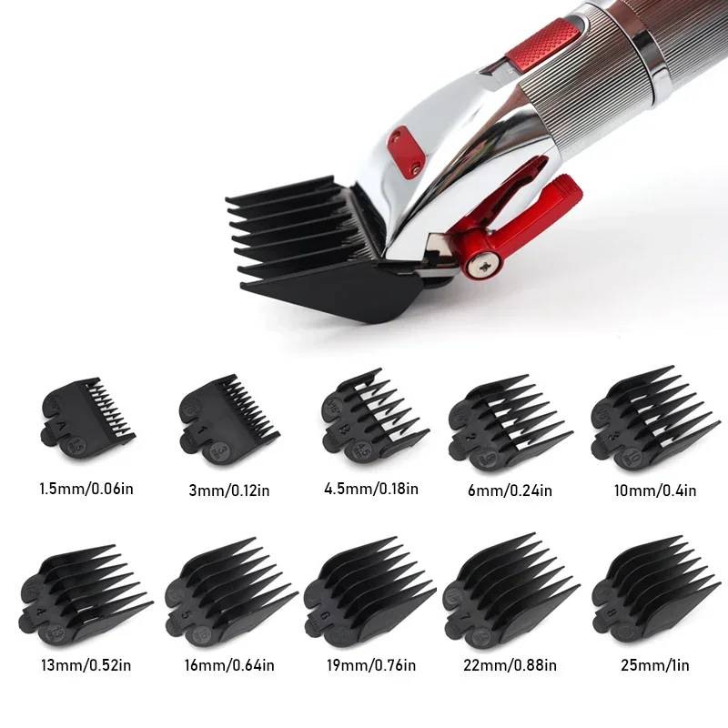 

1.5-25mm 10pcs Hair Cutting Combs for Professional Hair Trimmer Machine Universal Guards Barber Accessories Trimmer Limit Combs