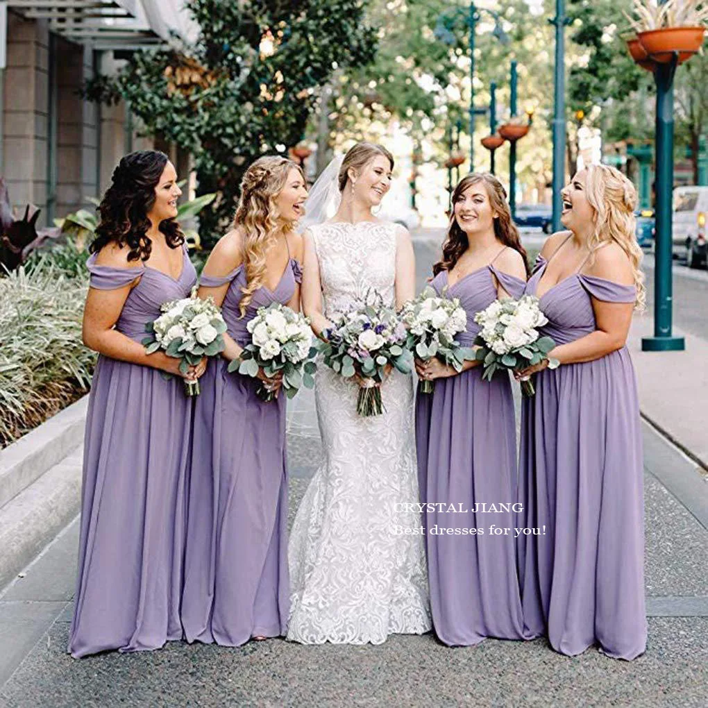 

Simple Chiffon Bridesmaid Dresses Sweetheart A Line Ruched Long Pleated Party Gowns for Wedding