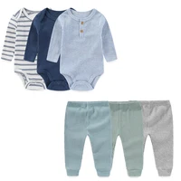 6-Pack Daily Baby Unisex Clothing Set Cotton Soft Newborn Bodysuits+Pants Suit Long Sleeve Infant Outfits