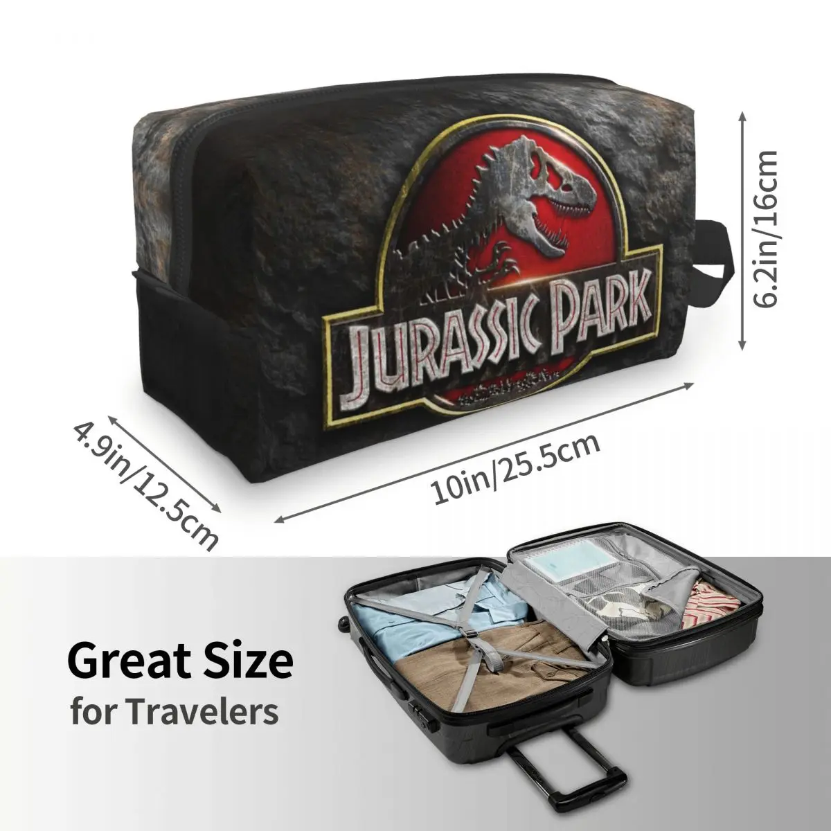 Custom Jurassic Parks Travel Cosmetic Bag for Women Dinosaur World Toiletry Makeup Organizer Lady Beauty Storage Dopp Kit 4