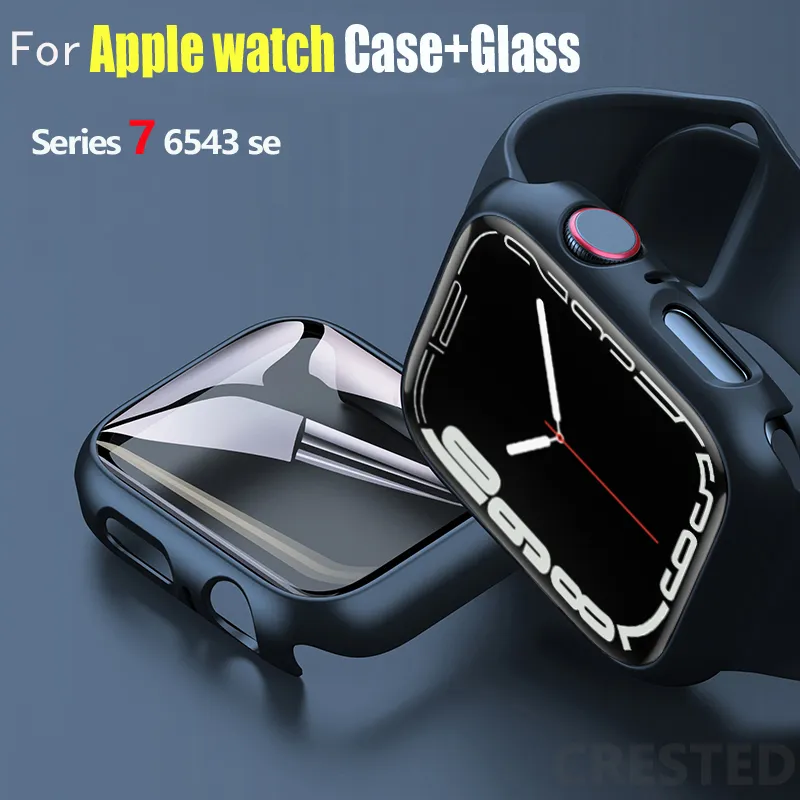 Glass+Cover For Apple Watch case 44mm 40mm 45mm 41mm 42mm 38mm iWatch 8 3 7  SE Screen Protector Apple watch series 9 Accessories