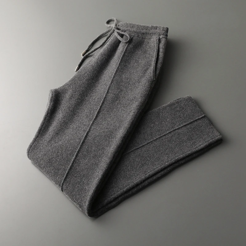 men casual pants Autumn and winter new cashmere wool pencil pants loose Joker wool knitted casual long men's pencil pants.