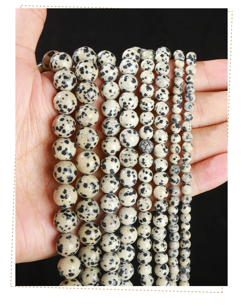 4 6 8 10 mm natürliche Dalmatiner-Jaspis-Perlen, rund, lose Distanzperlen für Schmuckherstellung, DIY-Halskette, Armband, Zubehör – Detail 7