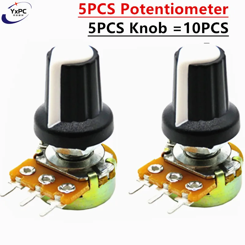 WH148 1K 10K 20K 50K 100K 500K Ohm 15mm 3 Pin Linear Taper Rotary Potentiometer Resistor For Arduino with AG2 White cap 5 Sets linear potentiometer rotary potentiometer potentiometer kit adjustable resistor electronic components