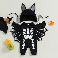 Citgeett Autumn Halloween Infant Baby Boys Girls Romper Outfit Long Sleeve Print Jumpsuit Hat Cosplay Clothes 1