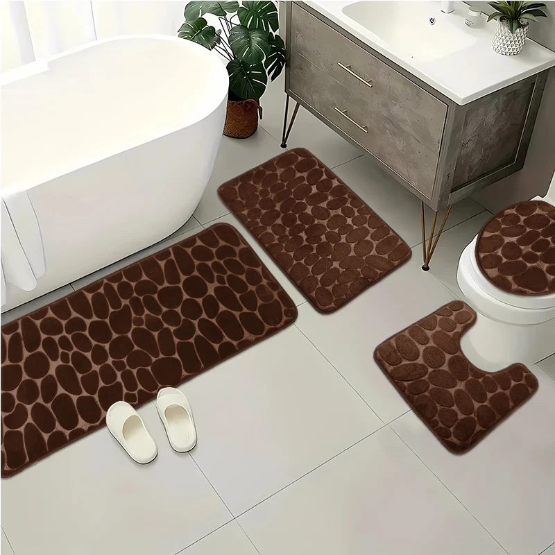 Description Picture 6 of itemCobblestone Bathroom Mat Super Absorbent Bath Carpet Washing Machine Non-slip Quick-drying Floor Rug Toilet Lid Cover Toilet Mat