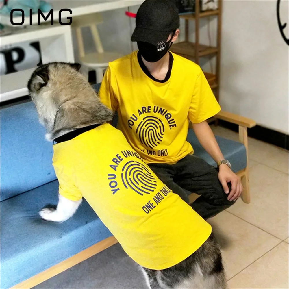 

OIMG Dog And Owner Matching Outfits Medium Large Dogs T-shirt Pet Parent-child Outfit Teddy Alaska Breathable Thin Dog Clothing