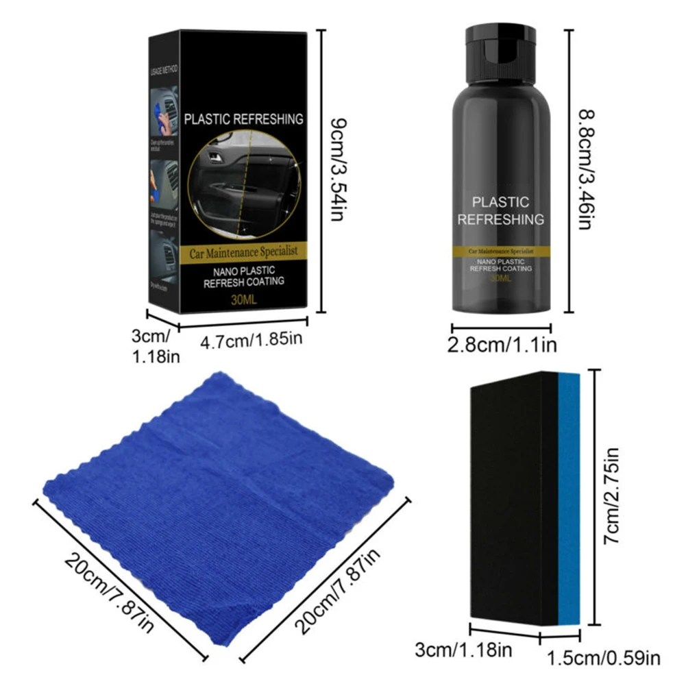 30ml/50ml Plastics Revitalizing Coating Agent Car Refurbishing Agent With Sponge Plastics Parts Refurbish For Car Easily