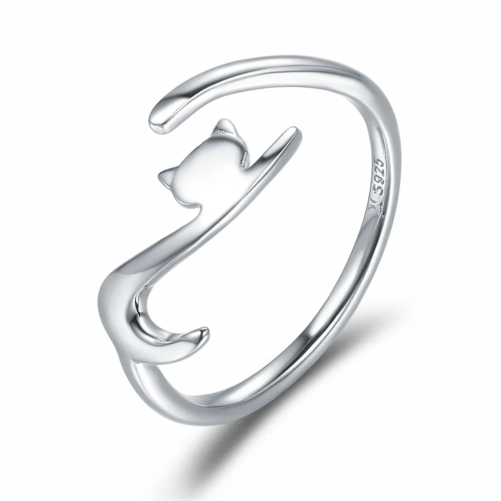 Elegant Adjustable Sterling Silver Zircon Open Ring