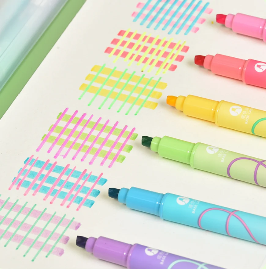 6Pcs 더블 팁 매직 컬러 변경 형광펜 세트 학생 일기 스크랩북 그림 DIY 만들기, 사무실 귀여운 편지지
