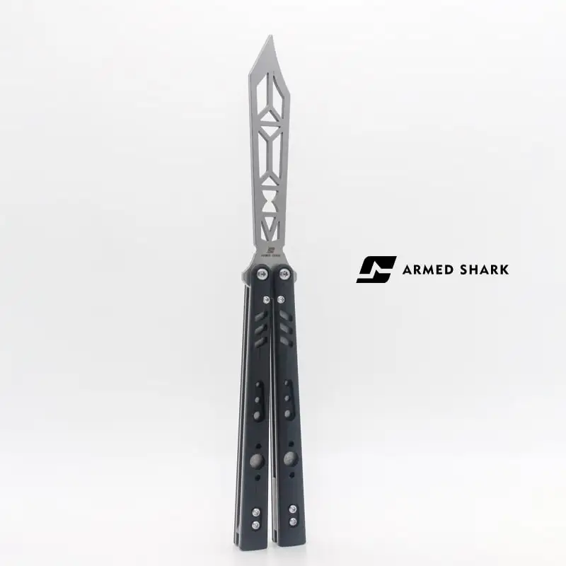 

Armed Shark BRS Replicant REP Balisong Clone Butterfly Training Knife G10 Patch Titanium Lining Sandwich Handle Hourglass Blade