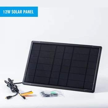 12w Mini Solar Panel Powered 18650 Battery Outdoor Waterproof Charger USB TypeC DC 5V 12V 1A 4G Router RF433 Alarm Wifi Camera 1