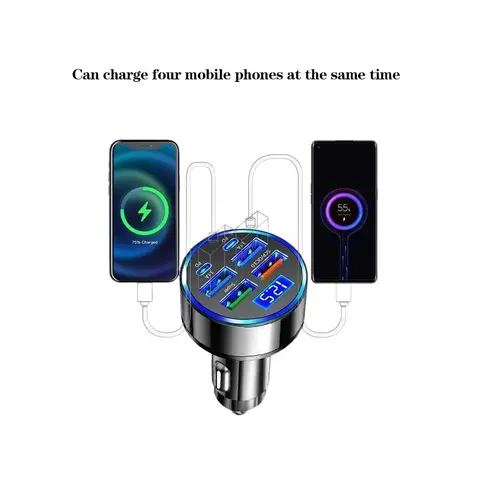 300W 6 Ports Car Charger Fast Charging PD/QC/SCP/FCP/AFC/PSS Car Cigarette Lighter Flash Charge with Digital Display - Image 4