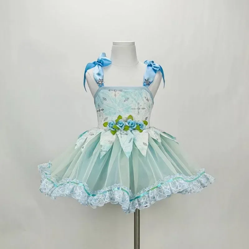 

Childrens Dance Dress For Girl Performance Clothes Pengpeng Skirt Cute Sling Strap Snowflake Festival Dance Clothing Ballet Wear