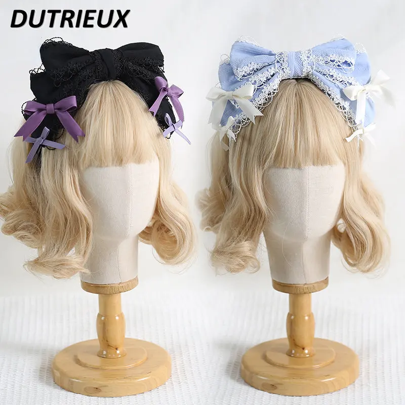 

French Style Women Doll Lolita Lace Toothed Non-Slip Hairband Decoration Sweet Kawaii Girls Bow Headband Hair Accessories