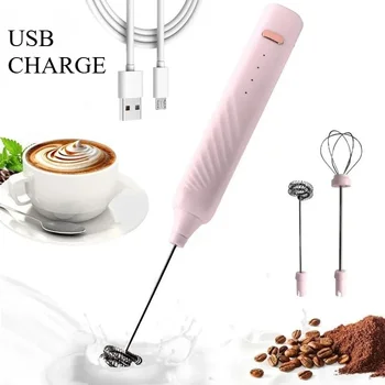 Montalatte per caffè 2 in 1 portatile elettrico a doppia testa carica USB montalatte per caffè 3 velocità schiuma rapida regolabile 1