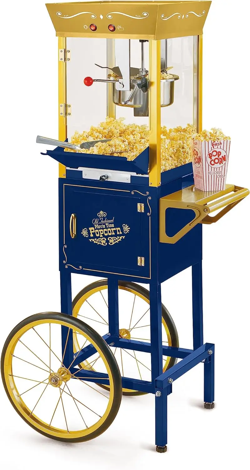 

Nostalgia Popcorn Maker Machine - Professional Cart With 8 Oz Kettle Makes Up to 32 Cups - Vintage Popcorn Machine Movie Theater