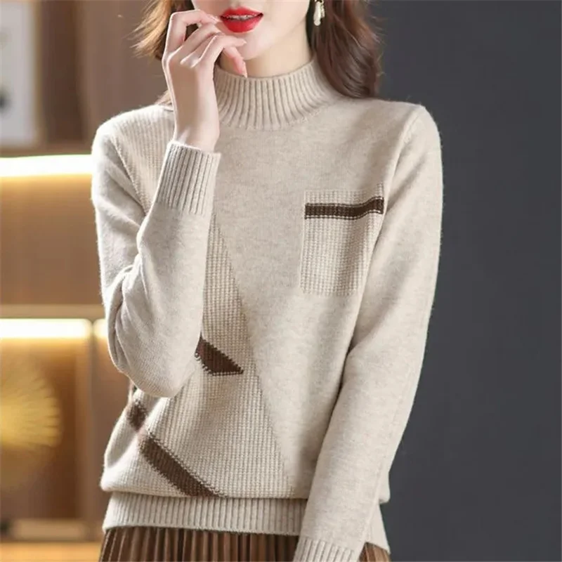 

Womens Sweaters 2023 Winter Tops Turtleneck Sweater Women Pullover Bottoming Jumper Knitted Sweater Pull Femme Hiver