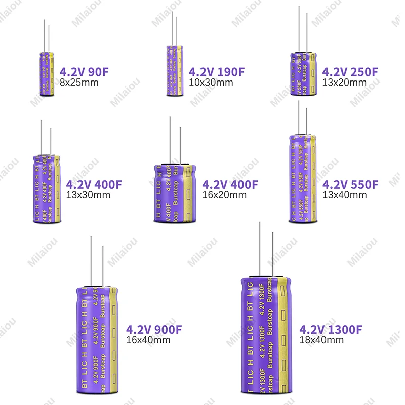 Lithium-ion Capacitor 4.2V 90F/190F/250F/400F/550F/400F/900F/1300F（Optional） Farad capacitor D-type