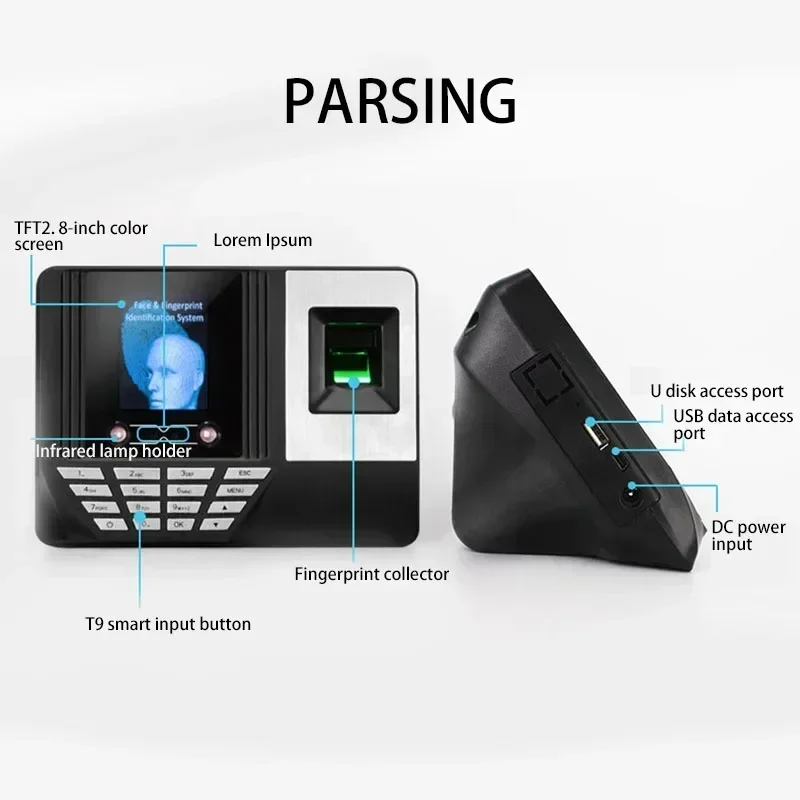 Hot Sale Biometric Face Fingerprint Time Attendance Time Clock Attendance Machine U Disc Recorder Employee Checking-in Recorder